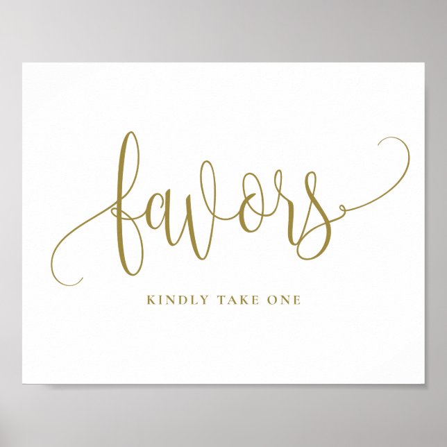 Poster Presentes de festa de letra bonita dourada (Frente)