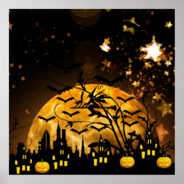 Póster Presentes de Halloween de bruxa voadora Colheita d