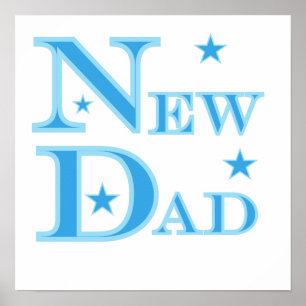Poster Presentes de Novo papai de Texto Azul