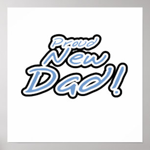 Poster Presentes de Novo papai Orgulhosos de Texto Azul/P