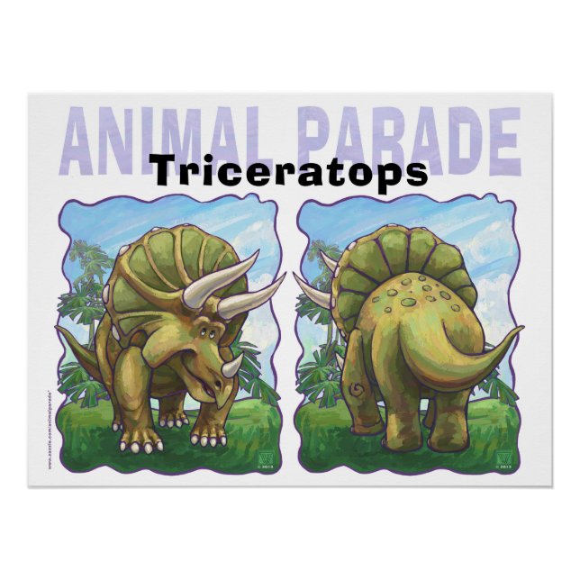 Póster Presentes e acessórios do Triceratops (Frente)