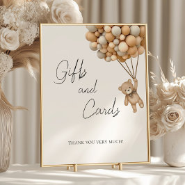 Poster Presentes e cartões de Chá de fraldas de Balão de 