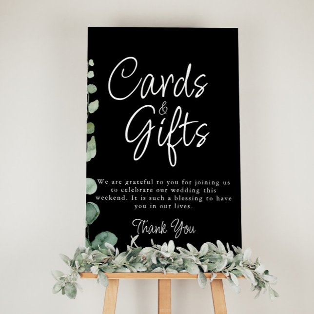 Poster Presentes e Cartões Pretos de Eucalipto Minimalist (Criador carregado)