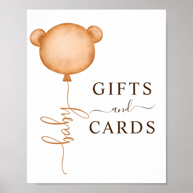 Poster Presentes e Chá de fraldas de Balão de Urso de Sin (Frente)