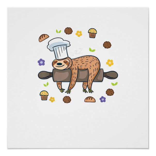 Póster Presentes Engraçados de Confeitaria - Sloth Baker  (Frente)