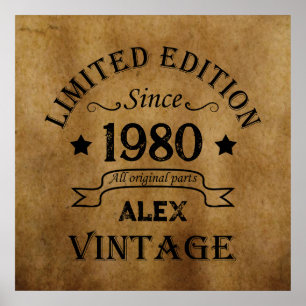 Poster Presentes personalizados de aniversário vintage