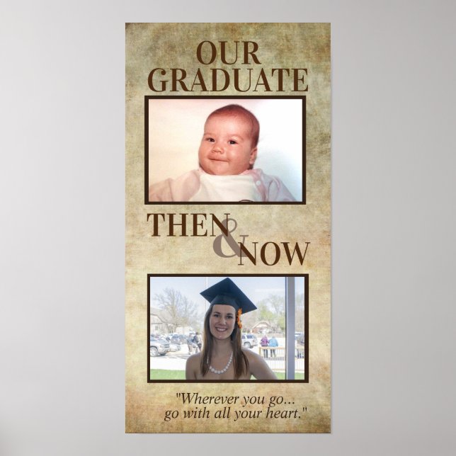 Poster Presentes personalizados de graduação, então e ago (Frente)