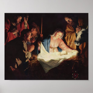 Poster Presépio da Sagrada Família Cena Religiosa de Nata