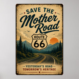 Poster Preservação da Herança Montanhosa da Rota 66 Vinta