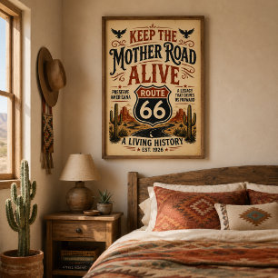 Poster Preservar a Rota 66 Legado da Estrada Mãe American