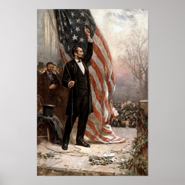 Poster Presidente Abraham Lincoln A Fazer Um Discurso (Frente)