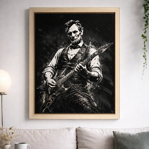Poster Presidente Abraham Lincoln Tocando Violão