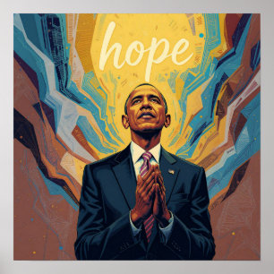 Poster Presidente Barack Obama e a Mensagem de Esperança 