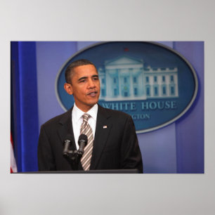 Póster Presidente Barack Obama faz um anúncio