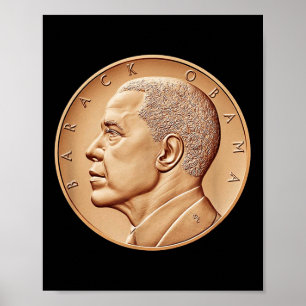 Poster Presidente Barack Obama Medalha Moedas Negras-Cami