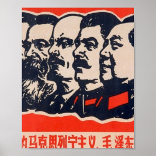 Poster Presidente Comunista de Propaganda Mao Stalin