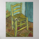 Póster Presidente de Van Gogh por Vincent Van Gogh<br><div class="desc">A presidência de Van Gogh, por Vincent Van Gogh, do óleo na canvas 1888, é uma pintura da humilde cadeira de madeira, de cola, de madeira, colocada no canto de uma sala sobre um chão empoeirado, sobre um fundo de paredes e uma porta de madeira. Na cadeira estão o cachimbo...</div>