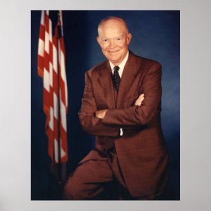 Póster Presidente Eisenhower e a bandeira americana