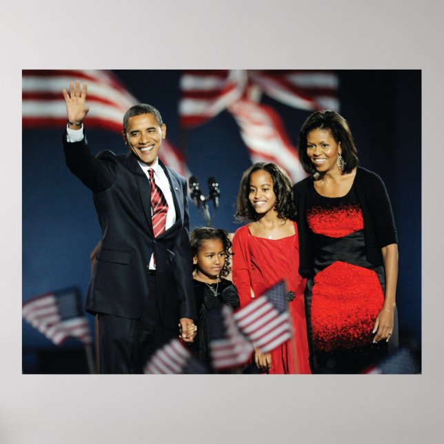 Póster Presidente Eleitor Obama & Família (Frente)