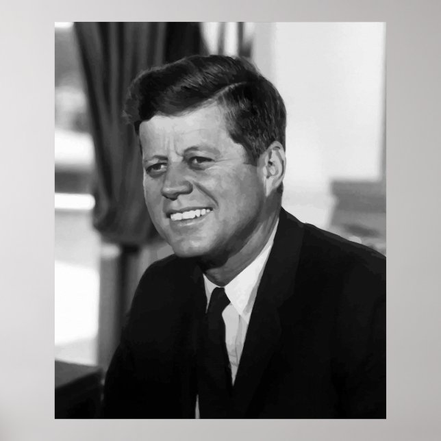 Póster Presidente Kennedy Em Preto E Branco (Frente)