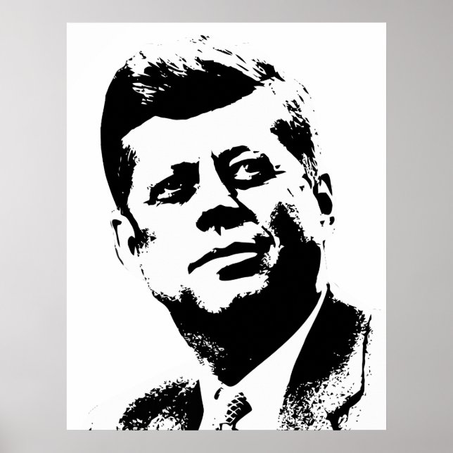Poster Presidente Kennedy - Preto e Branco (Frente)