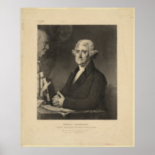 Póster Presidente Litografia de THOMAS JEFFERSON ó E.U.