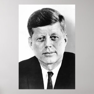 Poster Presidente negro e branco JFK John F. Kennedy
