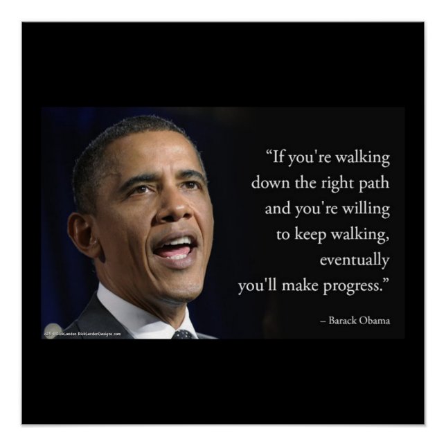 Póster Presidente Obama e Citação "Faça Progresso"  (Frente)
