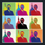Poster Presidente Obama Pop Art<br><div class="desc">Versão pop Art do primeiro retrato presidencial de Obama (2009). Em uma pesquisa de fevereiro de 2009 realizada na Europa Ocidental e nos EUA pela Harris Interative for France 24 e pelo International Herald Tribune,  Obama foi classificado como o líder mundial mais respeitado,  assim como o mais poderoso.</div>