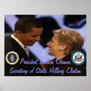 Póster Presidente Obama Secretário de Estado Clinton Gift