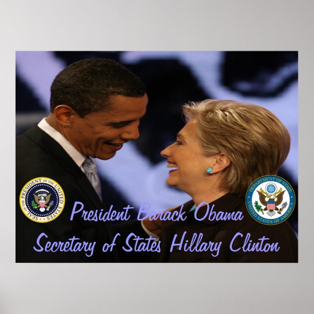 Póster Presidente Obama Secretário de Estado Clinton Gift (Frente)