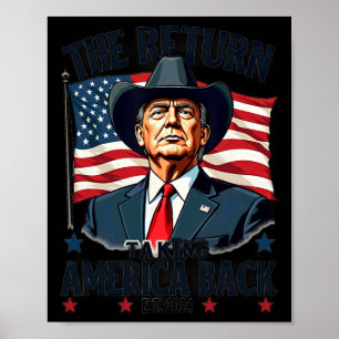 Poster Presidente Patriótico Donald Trump Cowboy Assumind