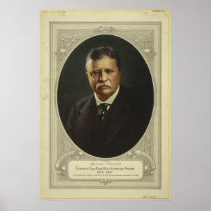 Póster Presidente Theodore Roosevelt pela litografia de