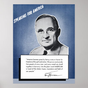Poster Presidente Truman - Falando Pela América