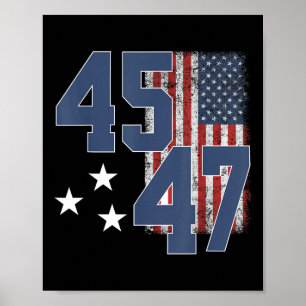 Poster Presidente Trump 45 47 Vintage American Flag