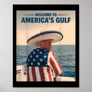 Poster Presidente Trump Americas Golfo México Sombrero Am