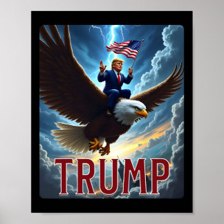 Poster Presidente Trump Andando Uma Águia. Política Patri