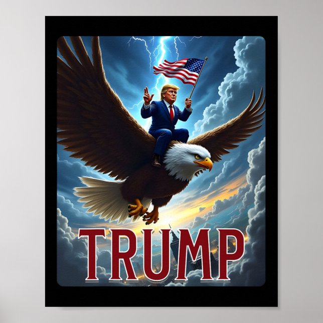 Poster Presidente Trump Andando Uma Águia. Política Patri (Frente)