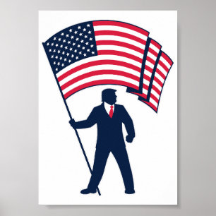 Poster Presidente Trump Bearing Bandeira dos EUA