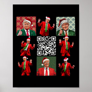 Poster Presidente Trump Natal Dançando Dança Qr Engraçado