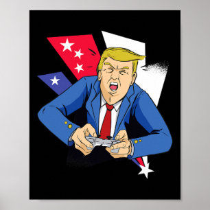 Poster Presidente Trump Tocando Videos games - 4º de julh
