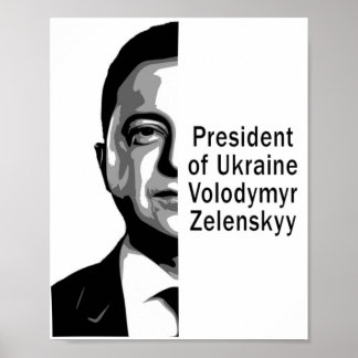 Poster Presidente ucraniano Zelenskyy Half Retrato B&W Ar