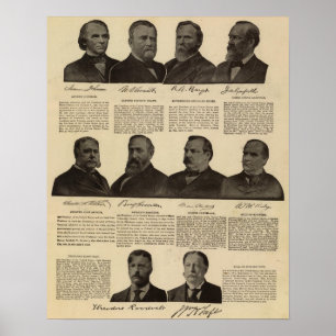 Póster Presidentes EUA, autógrafos, biografias