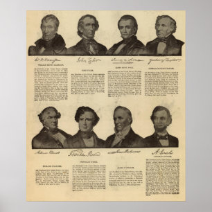 Póster Presidentes EUA, autógrafos, biografias