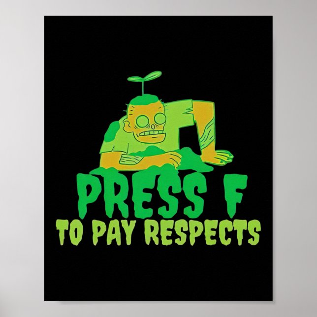 Poster Pressione F Para Render Respeito ao Zumbi Meme Gam (Frente)