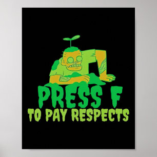 Poster Pressione F Para Render Respeito Zumbi Gamer Meme 
