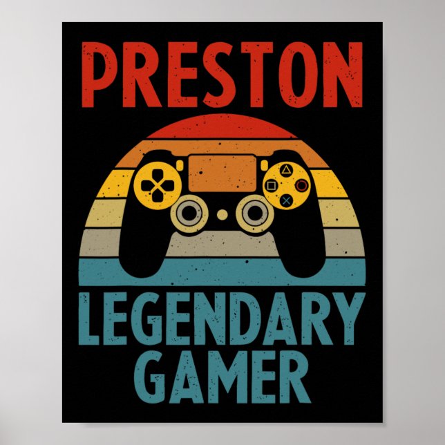 Poster Preston Gift Name Personalized Funny Gaming Geek B (Frente)