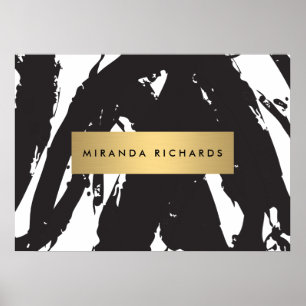 Poster preto abstrato dos Brushstrokes