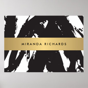 Poster preto abstrato II dos Brushstrokes