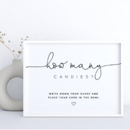 Poster Preto Adivinha Quantos Chás de fraldas De Script D